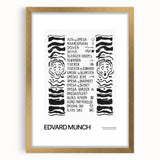 Extra large abstract art print featuring textured designs in muted earth tones on a gold-framed canvas.