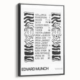 Black and white landscape painting on framed canvas featuring a vintage poster art style, ideal for bedroom decor.