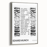 Vintage poster-style landscape art painting on framed canvas, featuring colorful abstract forms on a black background.