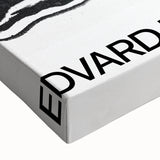 Black and white landscape painting on stretched canvas, featuring a serene natural scene, ideal for bedroom wall art.