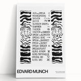 Black and white abstract print of Edvard Munch’s design on stretched canvas, ideal for kitchen wall art or bedroom ambiance.