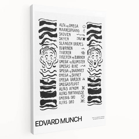 Edvard Munch-inspired abstract painting on stretched canvas with vivid red and blue tones, suitable for kitchen wall art.
