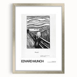 Textured abstract art print in cool hues, featuring an avant-garde design on a silver-framed mat, suitable for bedroom decor.