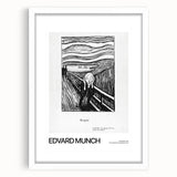 Abstract art print featuring swirling patterns in muted earth tones, framed in white.