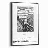 Black and white vintage poster art featuring a landscape painting on framed canvas, ideal for bedroom decor.