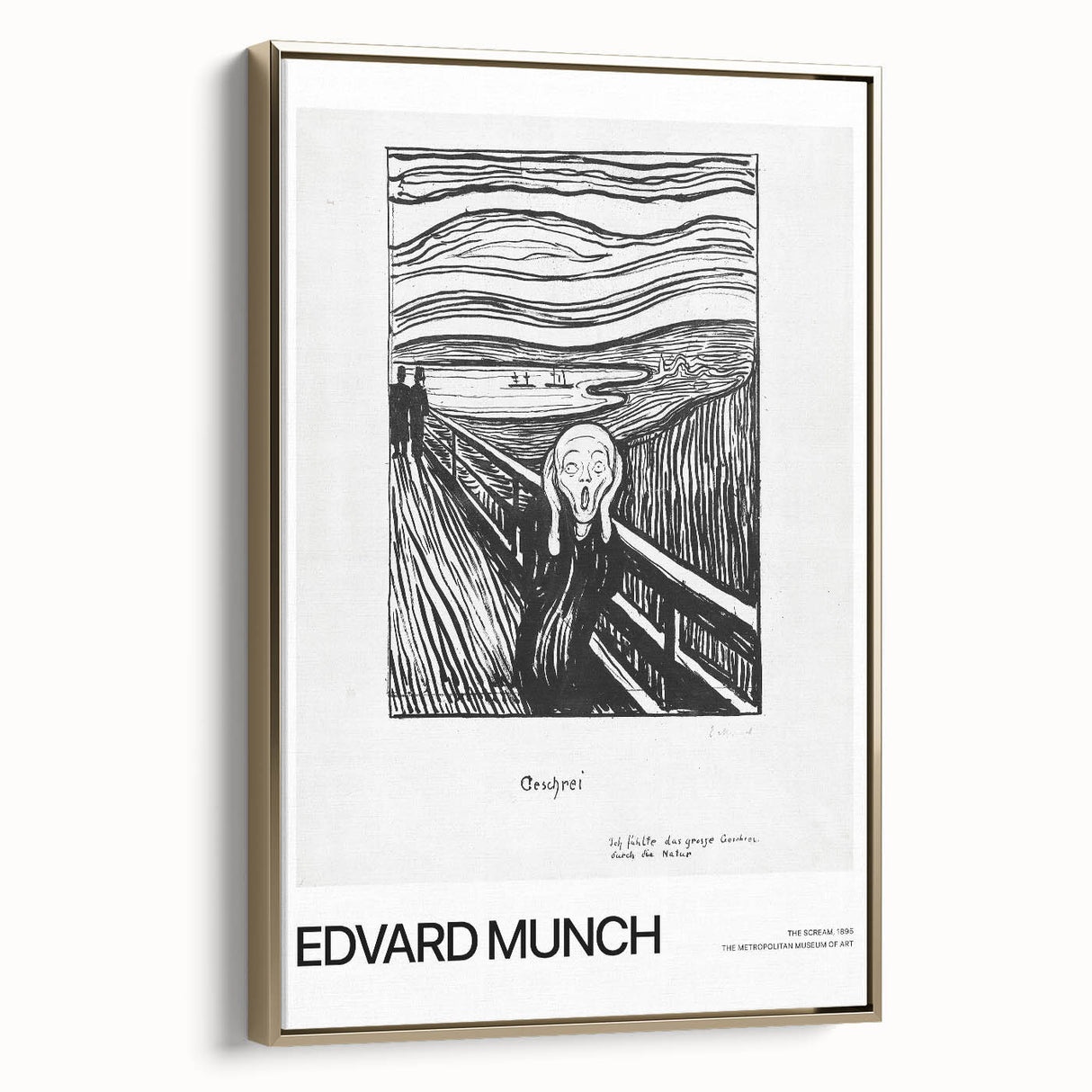 Vintage poster art of a landscape painting on a black framed canvas, suitable for bedroom wall decor.