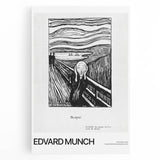 Large black and white stretched canvas of Edvard Munch’s artwork, ideal for kitchen wall art.