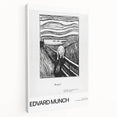 Edvard Munch-inspired abstract art on stretched canvas, featuring dark blue and gray tones, suitable for kitchen wall art.
