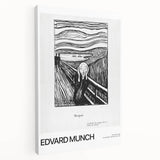 Edvard Munch-inspired abstract art on stretched canvas, featuring dark blue and gray tones, suitable for kitchen wall art.