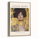 Framed canvas featuring Gustav Klimt's landscape painting in gold and black tones, ideal for bedroom wall art.