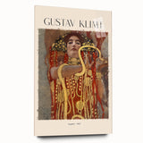 Large abstract Gustav Klimt-inspired print on acrylic glass, featuring golden and earthy tones.