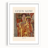 Abstract art print featuring swirling golden patterns on a white framed canvas, ideal for dining room decor.