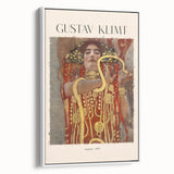 Vintage poster art of a Gustav Klimt design on framed canvas, featuring colorful art in an extra large format.