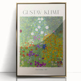 Mid-century modernist art featuring Gustav Klimt's design in gold tones on a framed acrylic print.