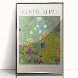 Mid-century modernist art by Gustav Klimt, featuring geometric patterns and gold tones on a framed acrylic print.