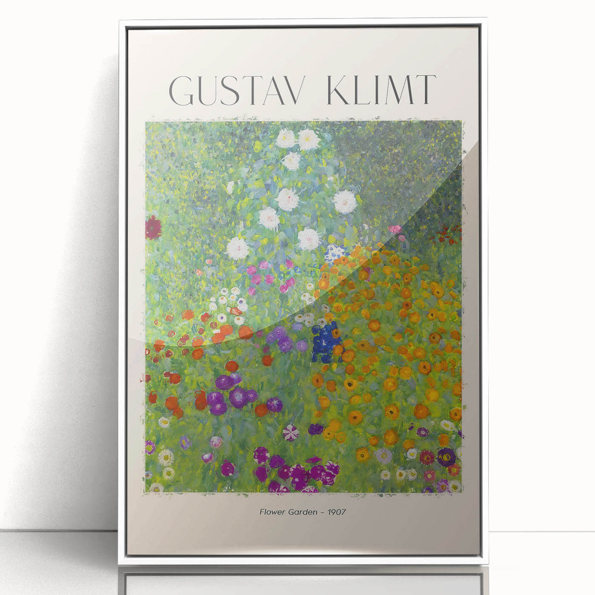 Art deco poster featuring Gustav Klimt's design, framed acrylic, with muted gold and black tones, ideal for nursery wall art.