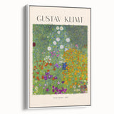 Vintage poster art of a Gustav Klimt design on framed canvas, featuring colorful art with black accents.