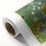 Art Deco poster featuring geometric patterns in gold and black on rolled canvas.