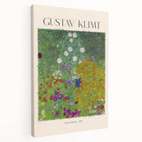 Side view of a Gustav Klimt-inspired stretched canvas displaying abstract golden patterns, ideal for kitchen wall art.