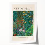 Extra large rolled print of a Gustav Klimt-inspired floral design in gold and earth tones, ideal for art wall dining room.
