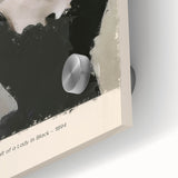 Large abstract wall art print featuring mid-century modernist designs in gold and black tones on acrylic glass.