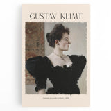 Black and white large art print of Gustav Klimt's design on stretched canvas, ideal for kitchen wall art.