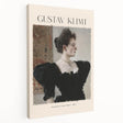 A large canvas featuring Gustav Klimt's modernist style with gold and black patterns, ideal for kitchen wall art.