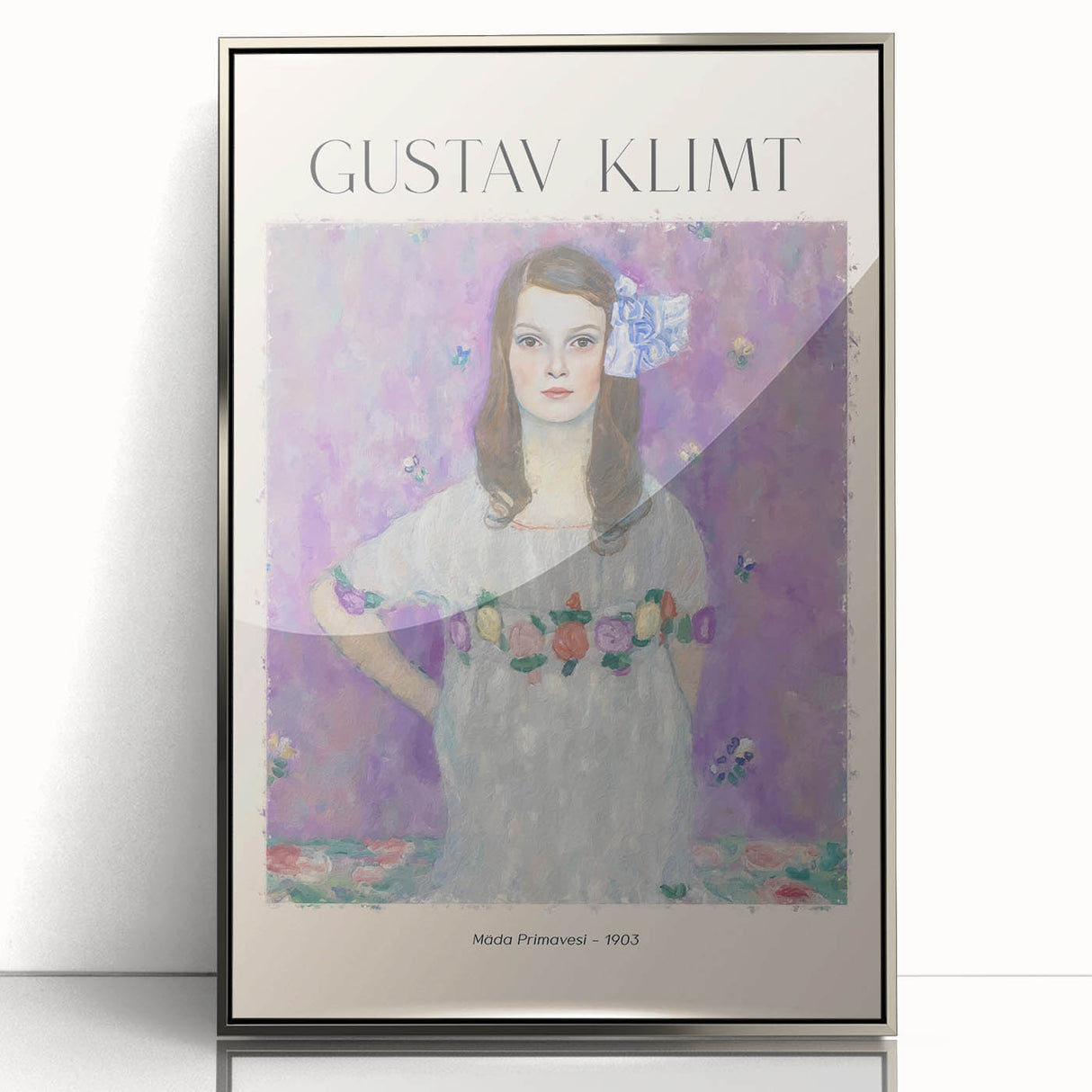 Mid-century modernist art featuring Gustav Klimt's abstract design in gold and black on a framed acrylic.