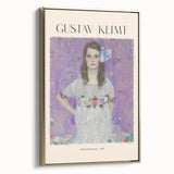 Framed canvas featuring a Gustav Klimt-inspired landscape with gold and black tones, ideal for bedroom wall art.