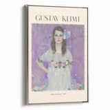 Framed canvas featuring a vintage Gustav Klimt landscape painting with colorful and black elements.