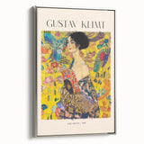 Framed canvas featuring a landscape art painting in Klimt's style with colorful and black elements.