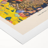 Art deco poster featuring geometric patterns and gold accents on rolled canvas.