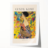 Gustav Klimt floral design on rolled print featuring golden hues and intricate patterns, suited for art wall dining room.