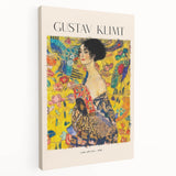 Large Gustav Klimt-inspired abstract art on stretched canvas with gold and teal tones, ideal for kitchen wall art.