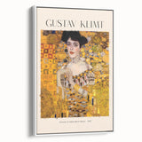 Vintage poster art featuring a Gustav Klimt design in colorful art style, framed canvas ideal for living room decor.