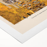 Art deco poster featuring vibrant gold and black geometric patterns on rolled canvas, suitable for dining room decor.