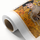 Art deco poster of abstract geometric patterns in gold and black, printed on rolled canvas, suitable for nursery wall art.