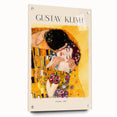 Large abstract wall art by Gustav Klimt on acrylic glass, featuring geometric shapes in gold and black.