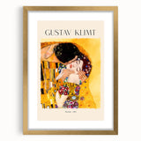 Extra large wall art for living room featuring a Gustav Klimt-inspired abstract print in gold and black tones.