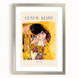 Textured abstract art print featuring swirling golden patterns on a silver-framed canvas, suitable for bedroom art.