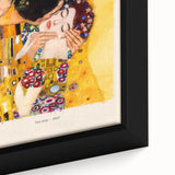 Extra large black wall art featuring a Gustav Klimt-inspired design with colorful, textured elements on framed canvas.