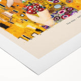 Art deco poster featuring Gustav Klimt's intricate patterns in gold and black, printed on rolled canvas.