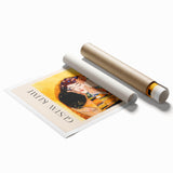 Extra large rolled print featuring a Gustav Klimt-inspired floral design in muted gold and green tones.