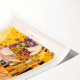 Extra large rolled print featuring line art flowers in muted gold and black, ideal for large living room wall art.