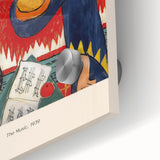 Large abstract wall art in mid-century modernist style with vibrant colors on acrylic glass, ideal for dining room art.