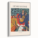 Framed canvas of a vintage poster art landscape, featuring muted earth tones, ideal for bedroom wall art.