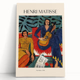 Black and white stretched canvas of an abstract Henri Matisse design, ideal for kitchen wall art or bedroom decor.