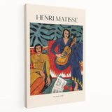 Abstract Henri Matisse-inspired design on stretched canvas, featuring bold primary colors, perfect for kitchen wall art.