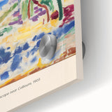 Large abstract wall art by Henri Matisse in mid-century modernist style, featuring bold primary colors on acrylic glass.