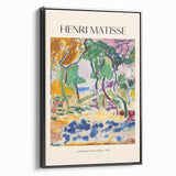 Black and white landscape art painting on framed canvas, featuring a vintage poster art style, ideal for bedroom wall decor.